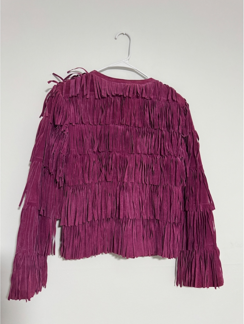 Prosper & Devine Fuchsia Suede Fringe Jacket Western Boho Cowgirl M - Picture 3 of 6